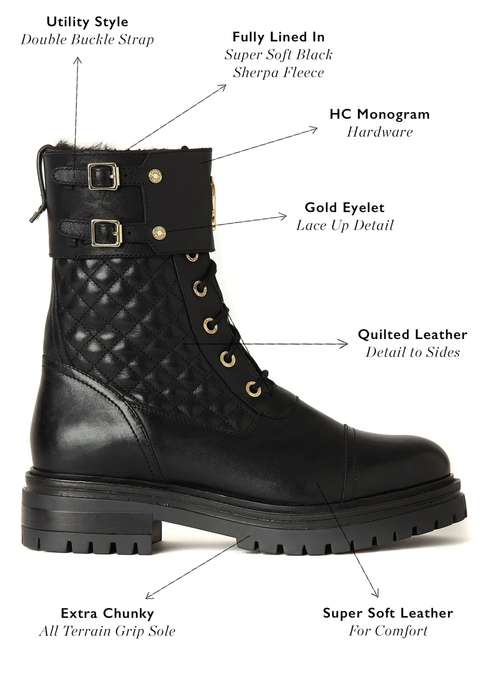 Holland Cooper Gifts For Her|Boots-Camden Biker Boot Black