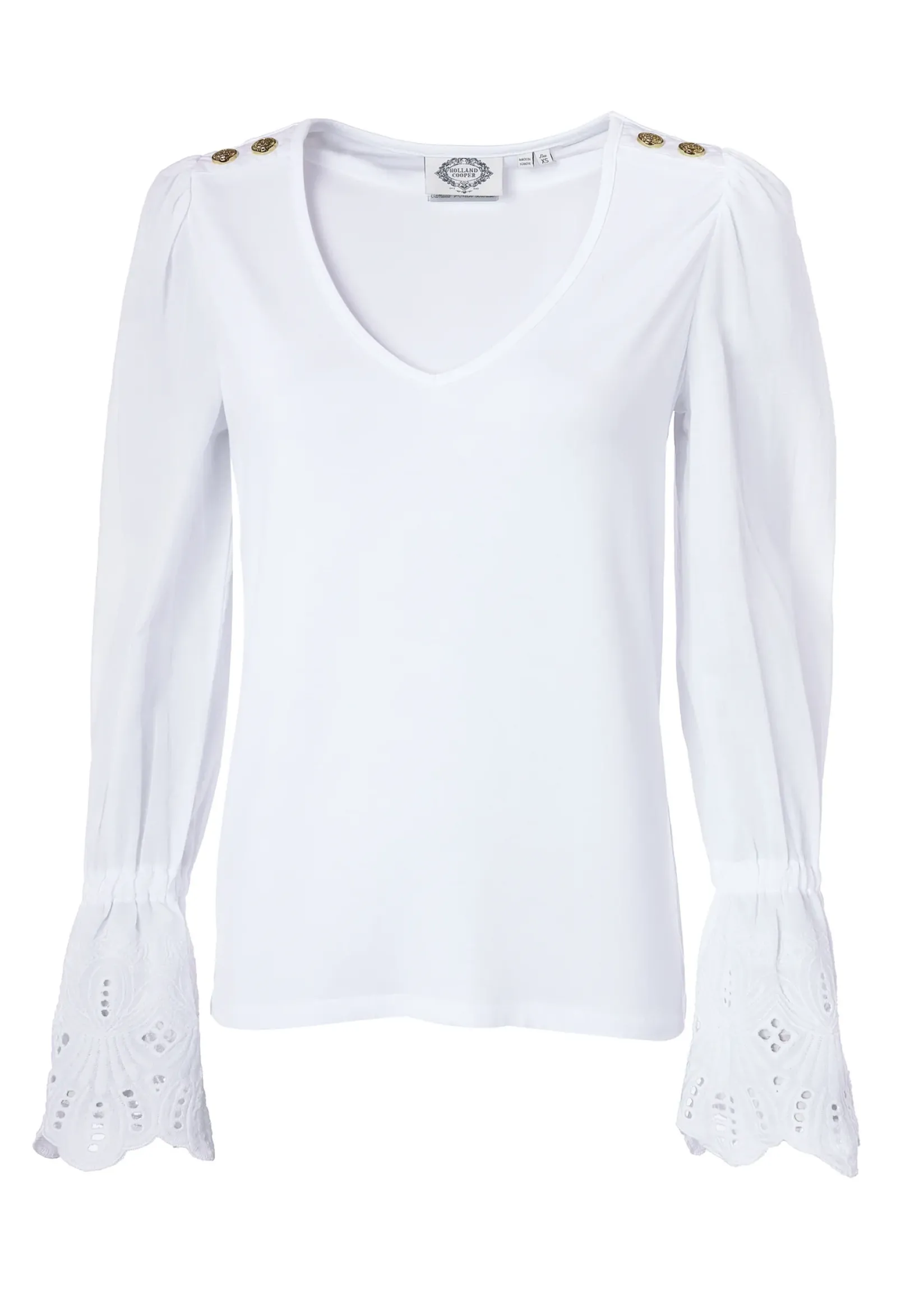 Holland Cooper Shirts & Blouses|Shop By Product-Camilla V-Neck Blouse White