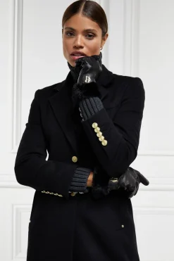 Holland Cooper Accessories|Shop Women-Cashmere Lined Faux Trim Leather Gloves