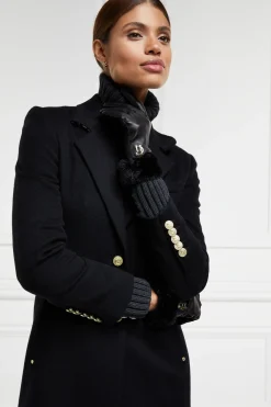 Holland Cooper Accessories|Shop Women-Cashmere Lined Faux Trim Leather Gloves