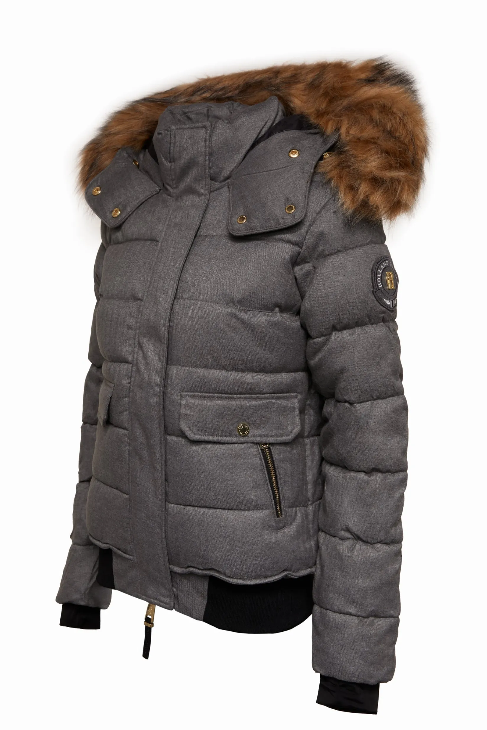 Holland Cooper Coats-Cervinia Puffer Light Grey Tweed