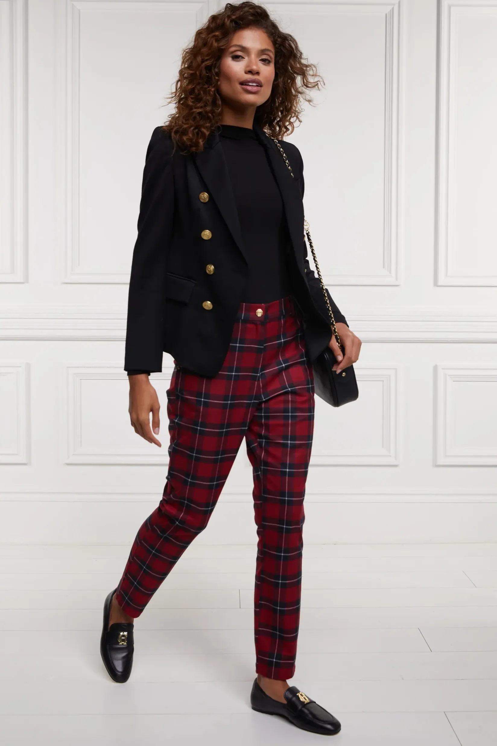 Holland Cooper Trousers-Charlton Trousers Red Tartan