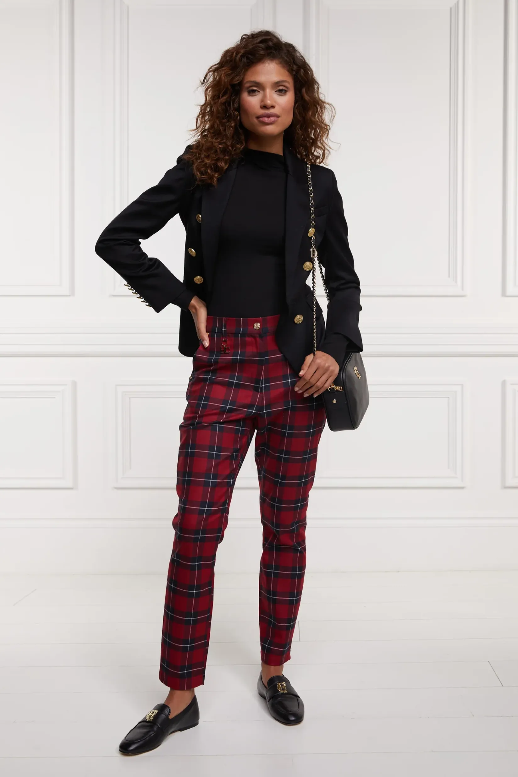 Holland Cooper Trousers-Charlton Trousers Red Tartan
