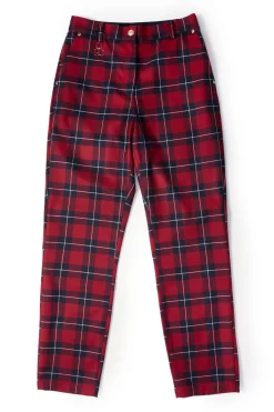 Holland Cooper Trousers-Charlton Trousers Red Tartan