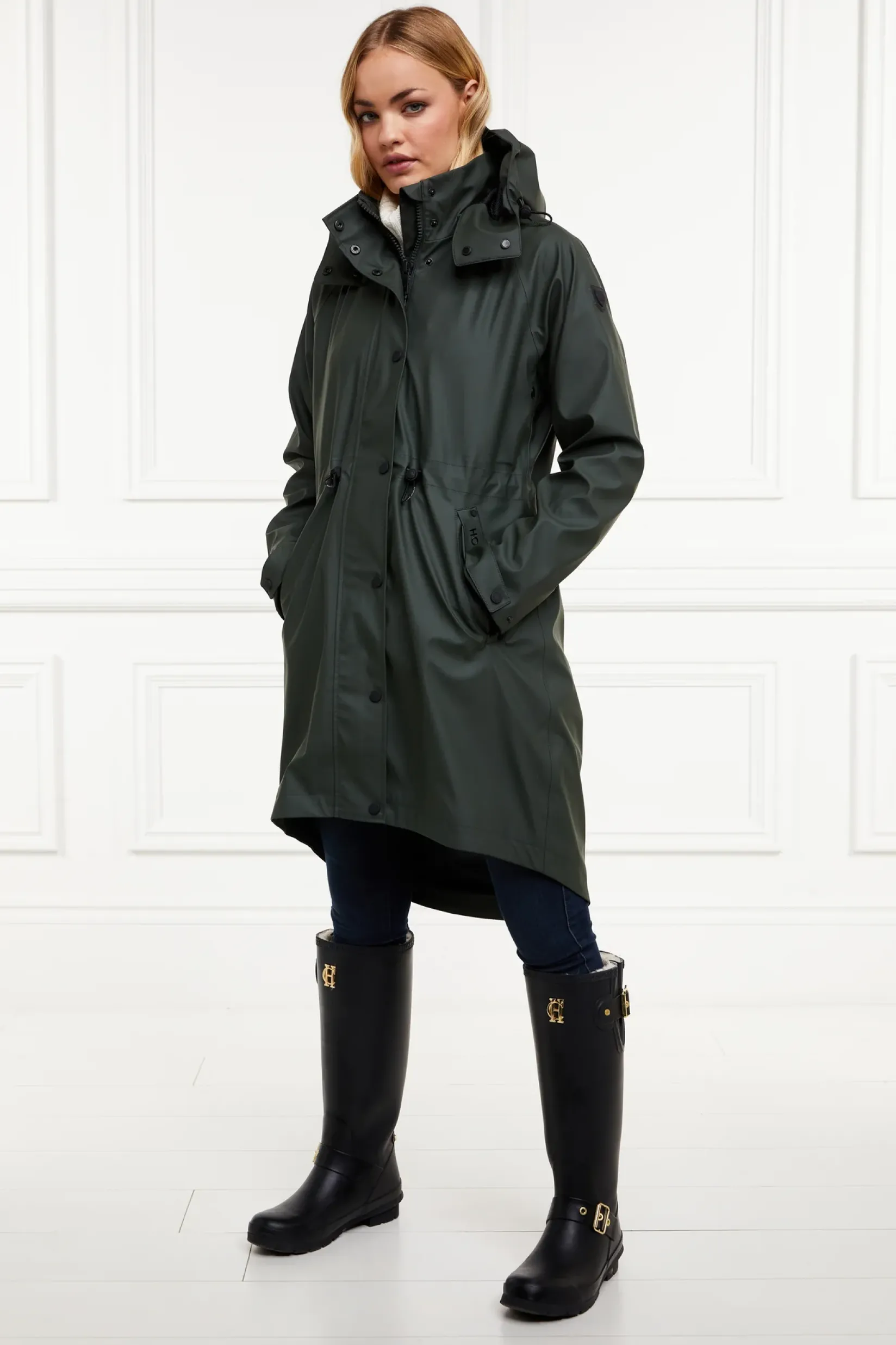 Holland Cooper Jackets|At The Stables-Chartwell Rain Parka Evergreen