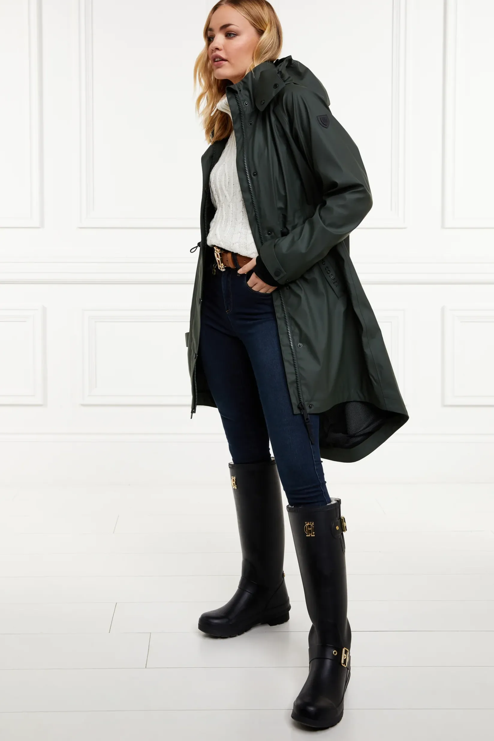 Holland Cooper Jackets|At The Stables-Chartwell Rain Parka Evergreen