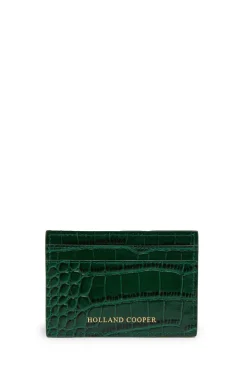 Holland Cooper Gifts For Him|Small Leather Goods-Chelsea Card Holder Emerald Croc