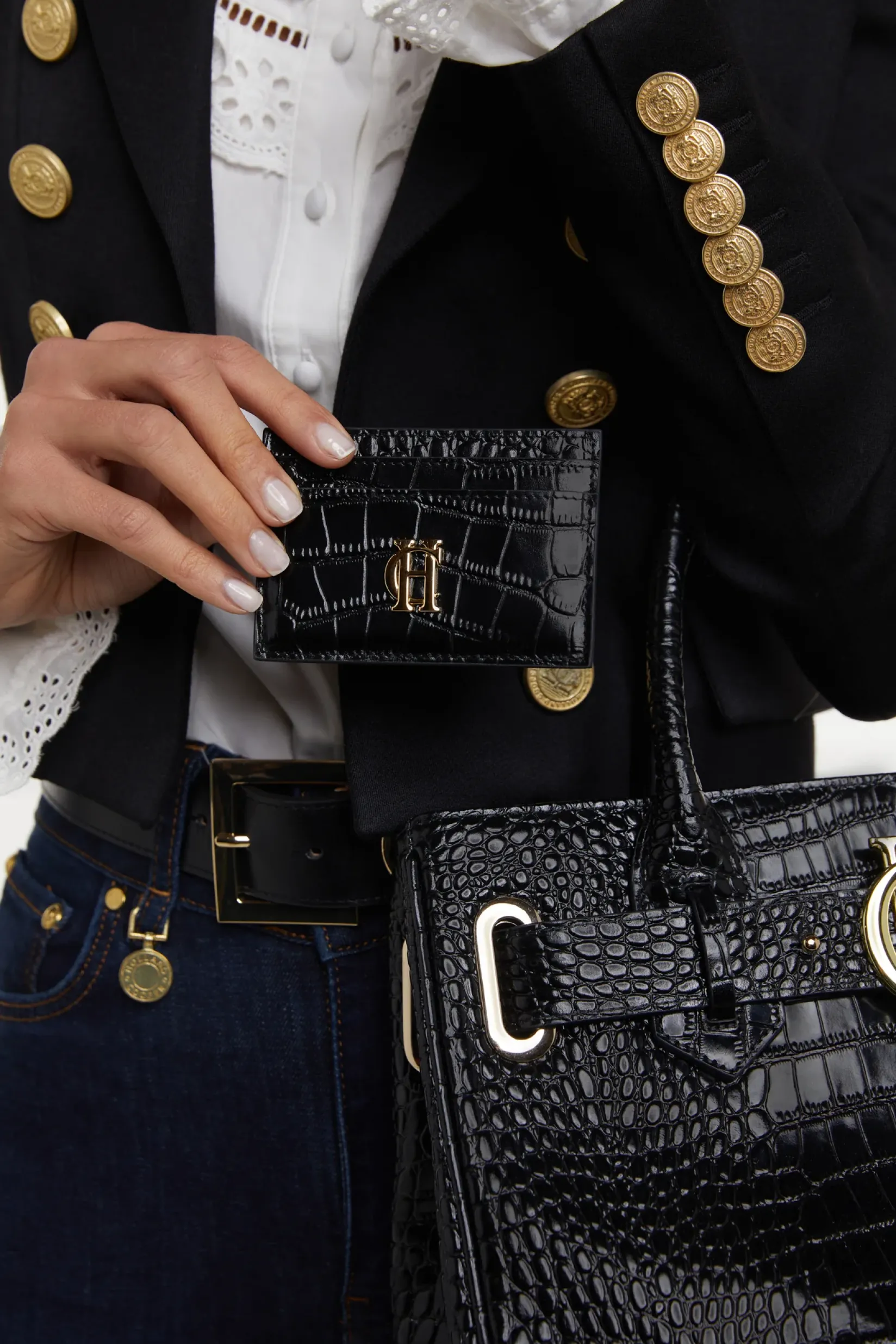 Holland Cooper The Perfect Gesture|Gifts For Him-Chelsea Card Holder Black Croc