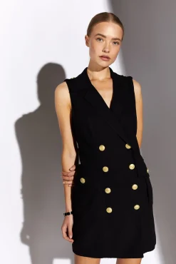 Holland Cooper Dresses|Back In Stock-Chelsea Dress Black Linen