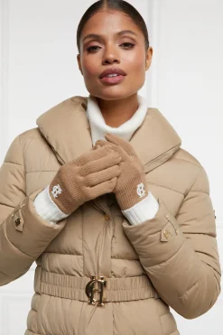 Holland Cooper Gifts For Her|The Perfect Gesture-Chelsea Logo Knitted Gloves Camel Cream