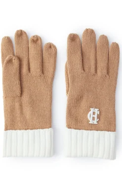 Holland Cooper Gifts For Her|The Perfect Gesture-Chelsea Logo Knitted Gloves Camel Cream
