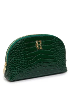 Holland Cooper Gifts For Her|Holdalls & Travel Bags-Chelsea Makeup Bag Emerald Croc
