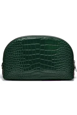 Holland Cooper Gifts For Her|Holdalls & Travel Bags-Chelsea Makeup Bag Emerald Croc