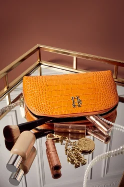 Holland Cooper Holdalls & Travel Bags|Kit Bags & Holdalls-Chelsea Makeup Bag Orange Croc