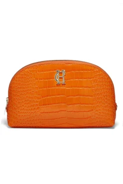Holland Cooper Holdalls & Travel Bags|Kit Bags & Holdalls-Chelsea Makeup Bag Orange Croc