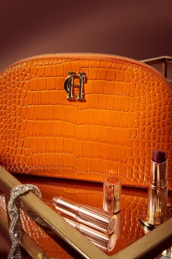 Holland Cooper Holdalls & Travel Bags|Kit Bags & Holdalls-Chelsea Makeup Bag Orange Croc