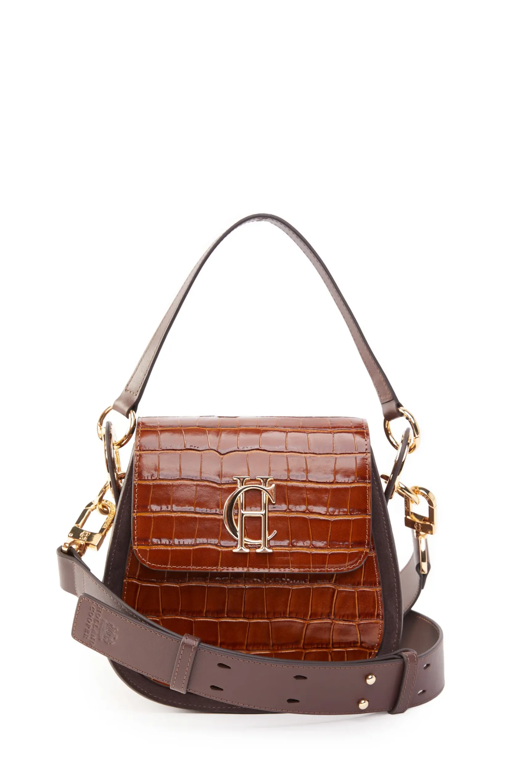 Holland Cooper Crossbody Bags|Bags-Chelsea Saddle Bag Tan Croc