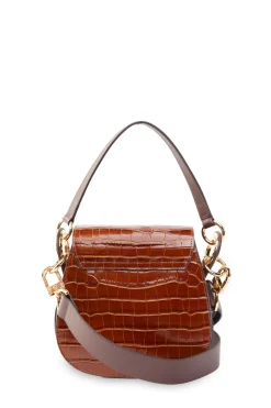 Holland Cooper Crossbody Bags|Bags-Chelsea Saddle Bag Tan Croc