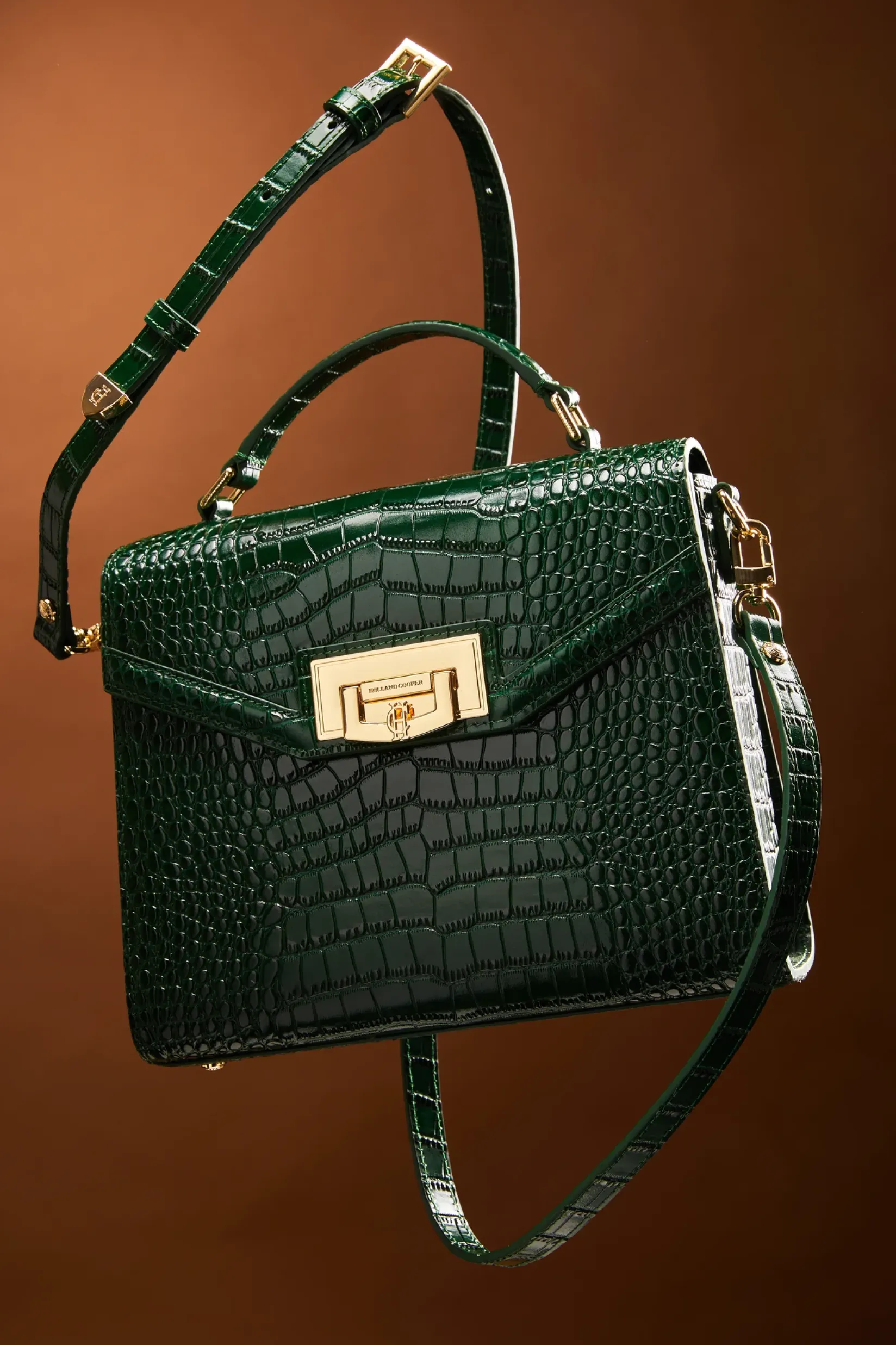 Holland Cooper The Perfect Gesture|Crossbody Bags-Cheltenham Bag Emerald Croc