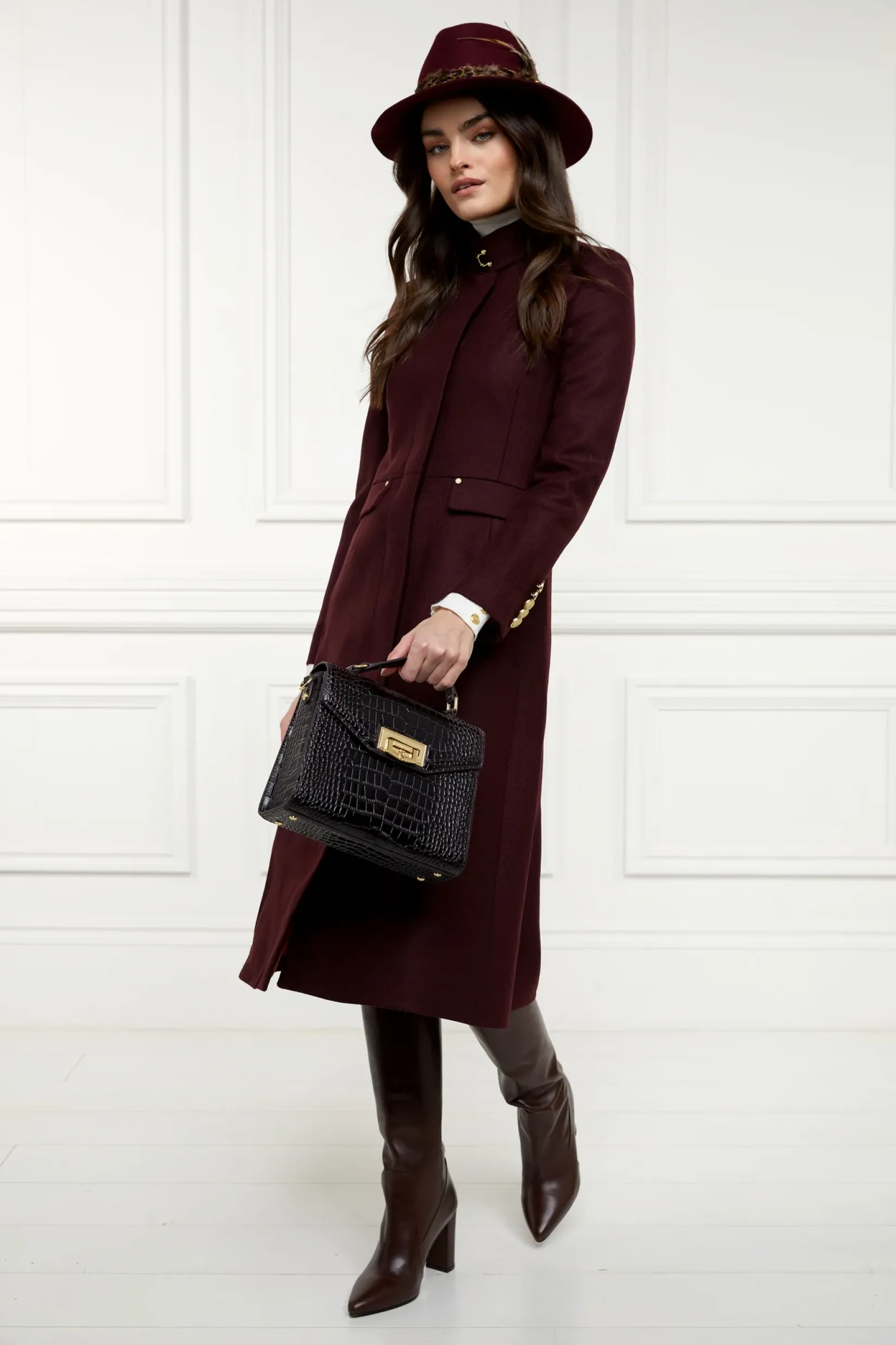 Holland Cooper Crossbody Bags|Bags-Cheltenham Bag Rich Chocolate Croc