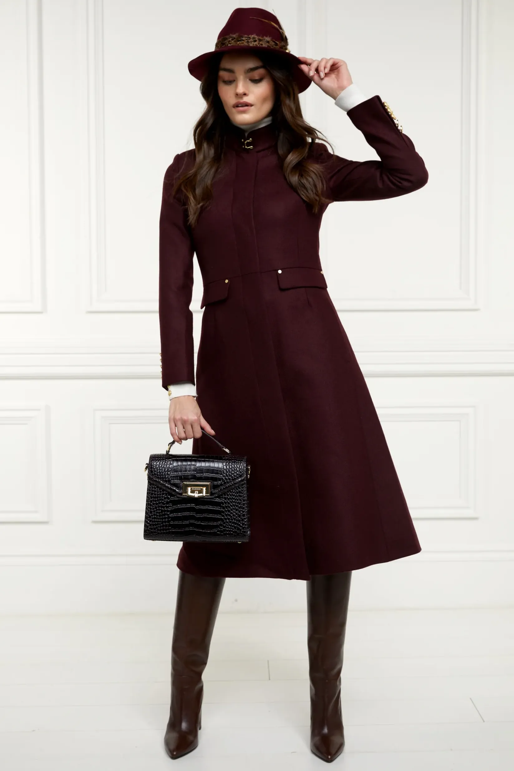 Holland Cooper Crossbody Bags|Bags-Cheltenham Bag Rich Chocolate Croc
