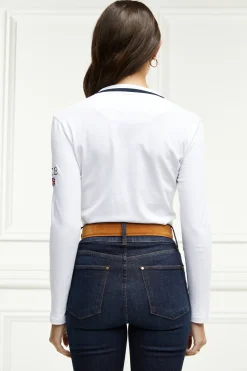 Holland Cooper Polo Shirts & Tees|Equestrian Casualwear-Classic Long Sleeve Polo Shirt White