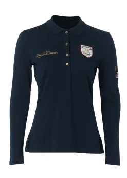 Holland Cooper Equestrian Casualwear|Training Wear-Classic Long Sleeve Polo Shirt Ink Navy