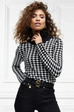 Holland Cooper Knitwear-Classic Roll Neck Knit Houndstooth