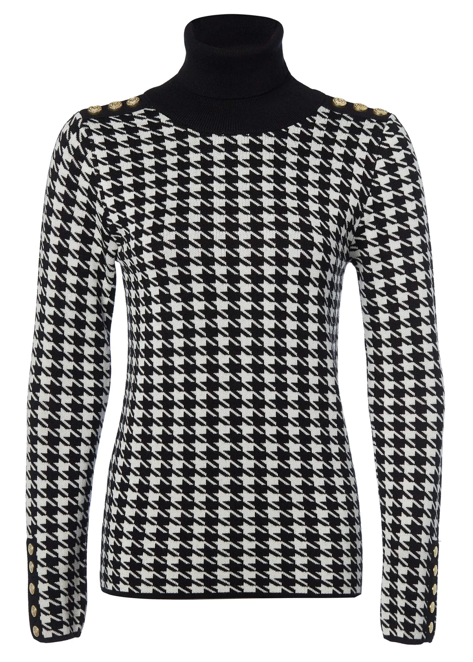 Holland Cooper Knitwear-Classic Roll Neck Knit Houndstooth
