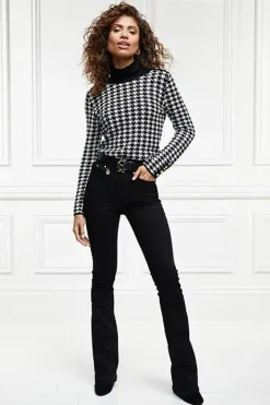 Holland Cooper Knitwear-Classic Roll Neck Knit Houndstooth