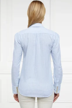 Holland Cooper Shirts & Blouses|Shop By Product-Classic V-Neck Blouse Azure Stripe