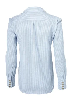 Holland Cooper Shirts & Blouses|Shop By Product-Classic V-Neck Blouse Azure Stripe