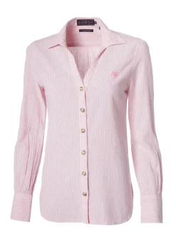 Holland Cooper Shirts & Blouses|Shop By Product-Classic V-Neck Blouse Pink Stripe