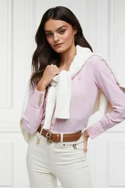 Holland Cooper Shirts & Blouses|Shop By Product-Classic V-Neck Blouse Pink Stripe