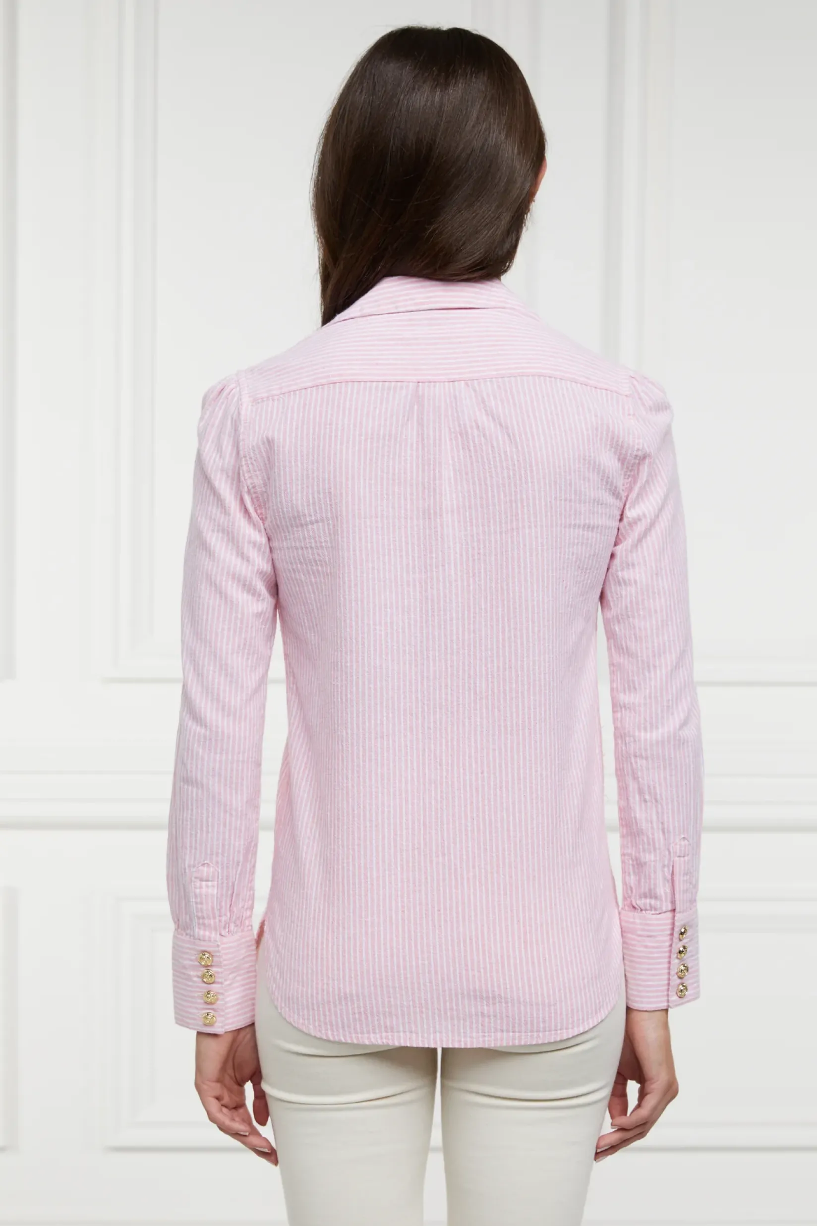 Holland Cooper Shirts & Blouses|Shop By Product-Classic V-Neck Blouse Pink Stripe