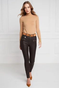 Holland Cooper Jeans|Country Collection-Coated Jodhpur Jean Chocolate