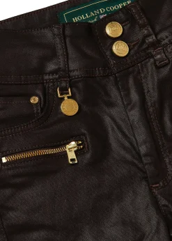 Holland Cooper Jeans|Country Collection-Coated Jodhpur Jean Chocolate