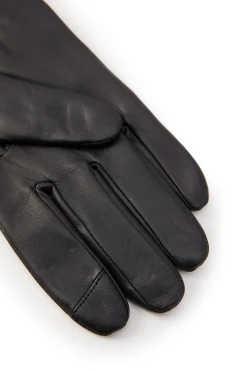 Holland Cooper Accessories|Shop Women-Contrast Leather Gloves Black Tan