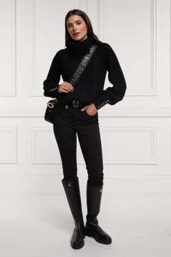 Holland Cooper Knitwear|Après Ski-Corded Roll Neck Knit Black