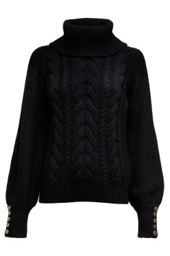 Holland Cooper Knitwear|Après Ski-Corded Roll Neck Knit Black