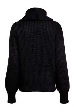 Holland Cooper Knitwear|Après Ski-Corded Roll Neck Knit Black