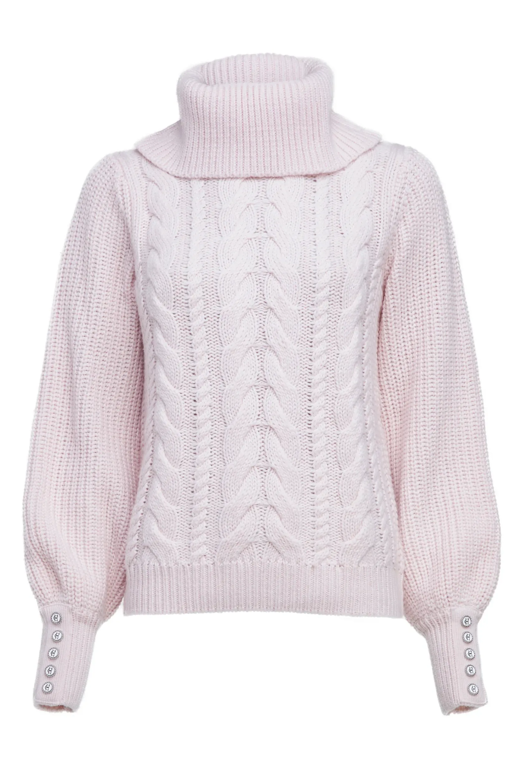 Holland Cooper Knitwear-Corded Roll Neck Knit Ice Pink