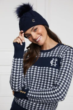 Holland Cooper Hats & Headbands|Hats & Headbands-Cortina Bobble Hat Ink Navy