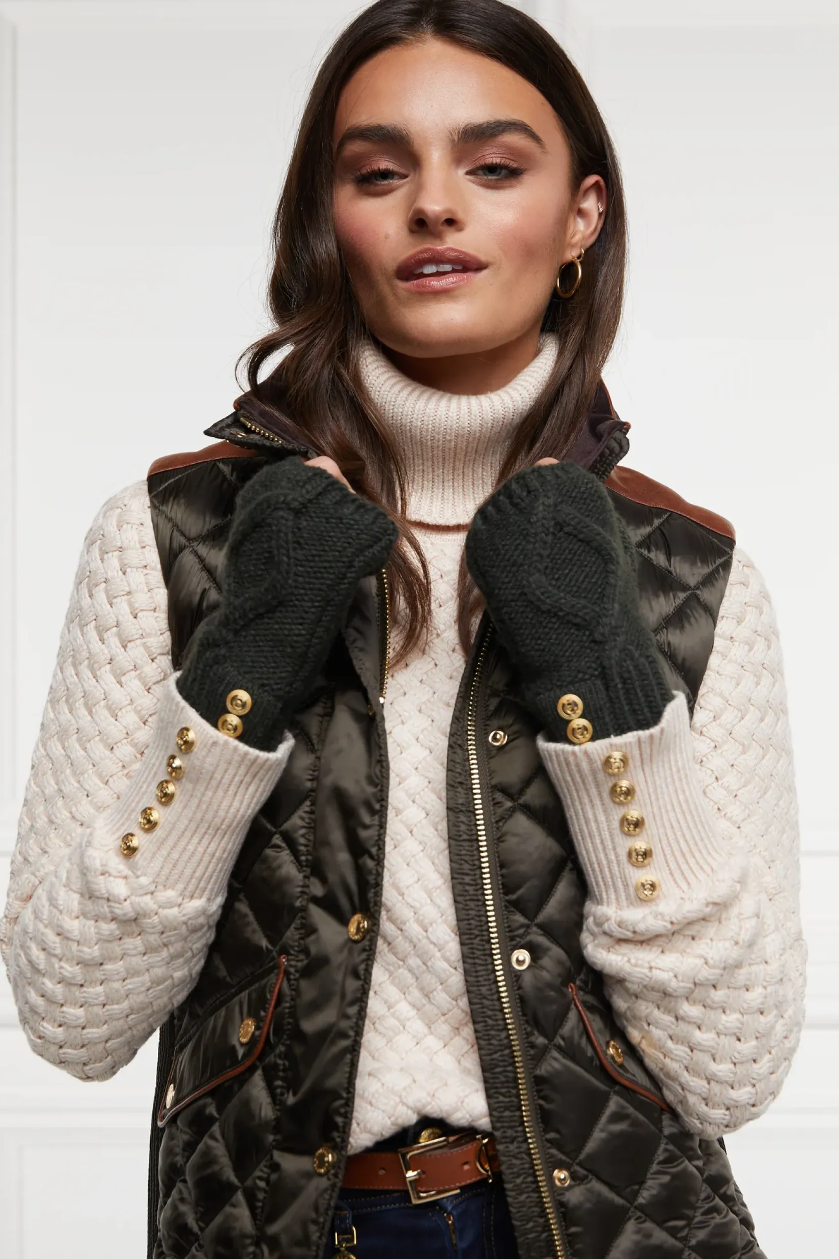 Holland Cooper The Perfect Gesture|Accessories-Cortina Fingerless Gloves Fern Green