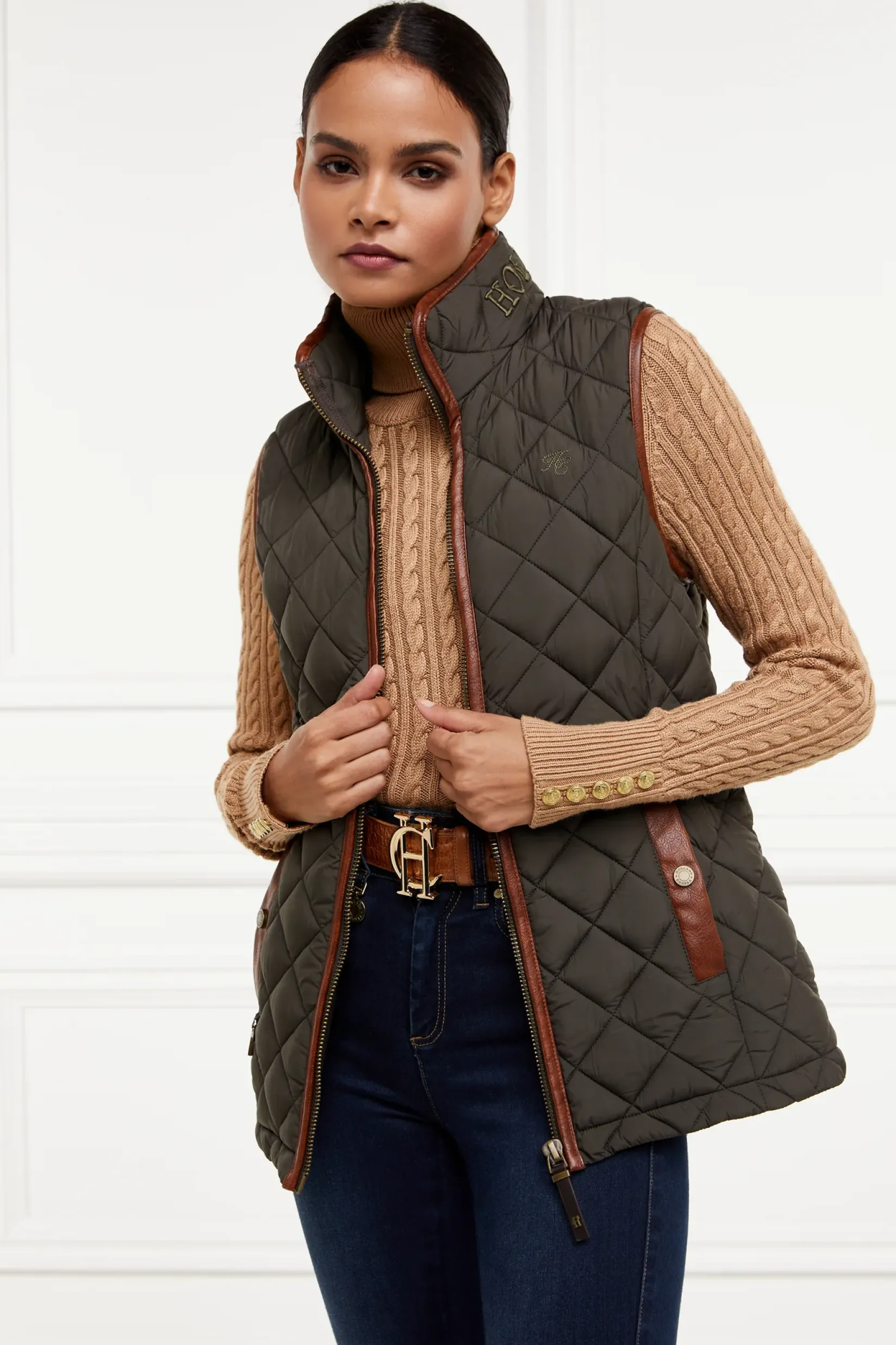 Holland Cooper Gilets|Country Collection-Country Quilted Gilet Heritage Khaki