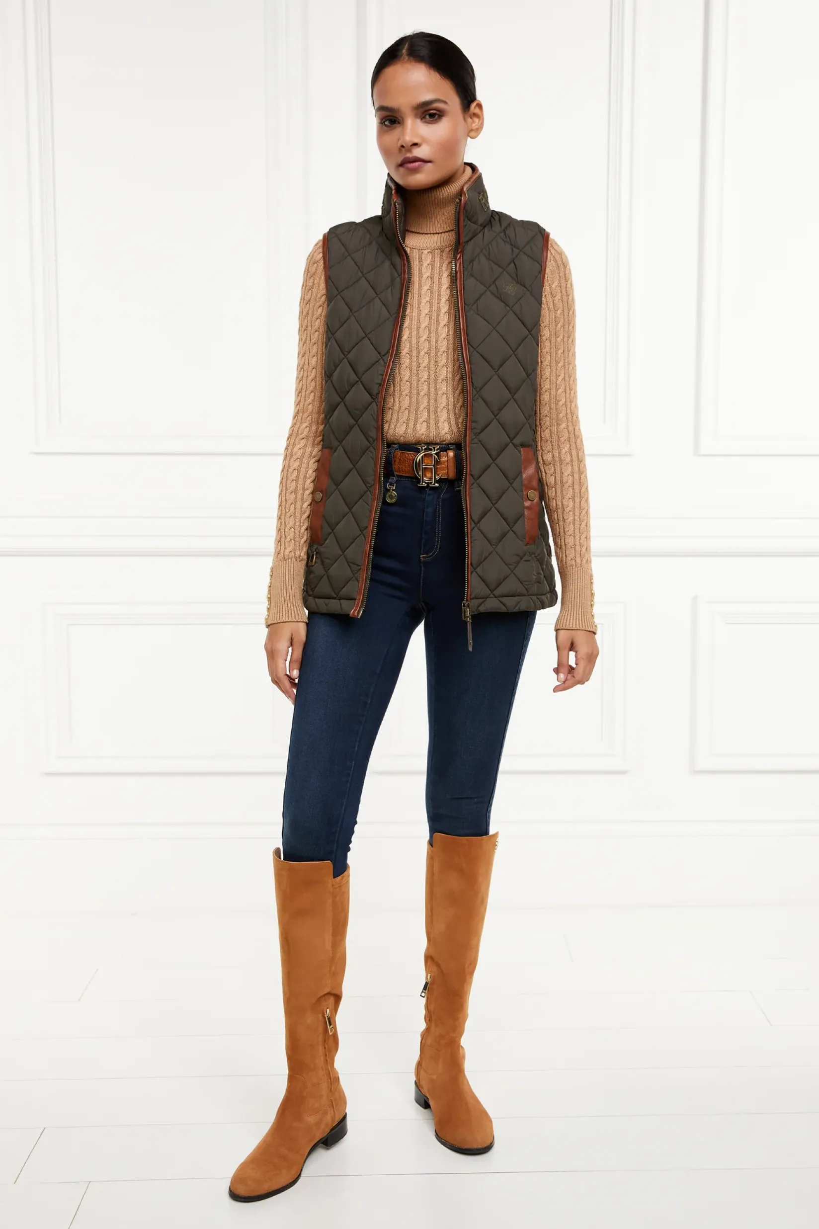 Holland Cooper Gilets|Country Collection-Country Quilted Gilet Heritage Khaki