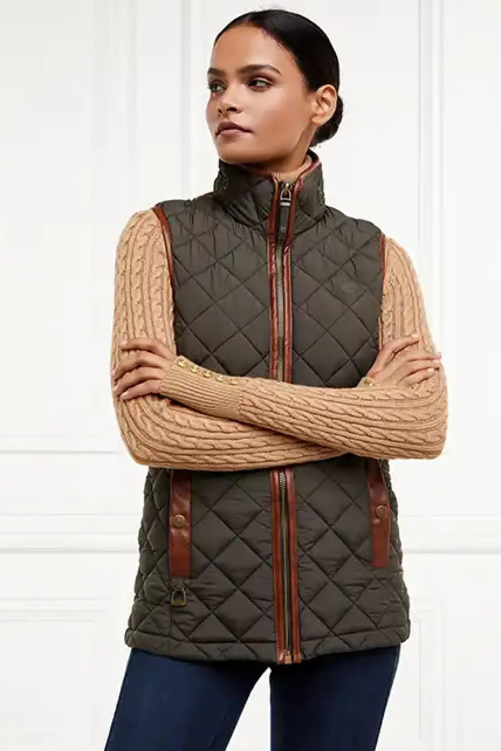 Holland Cooper Gilets|Country Collection-Country Quilted Gilet Heritage Khaki