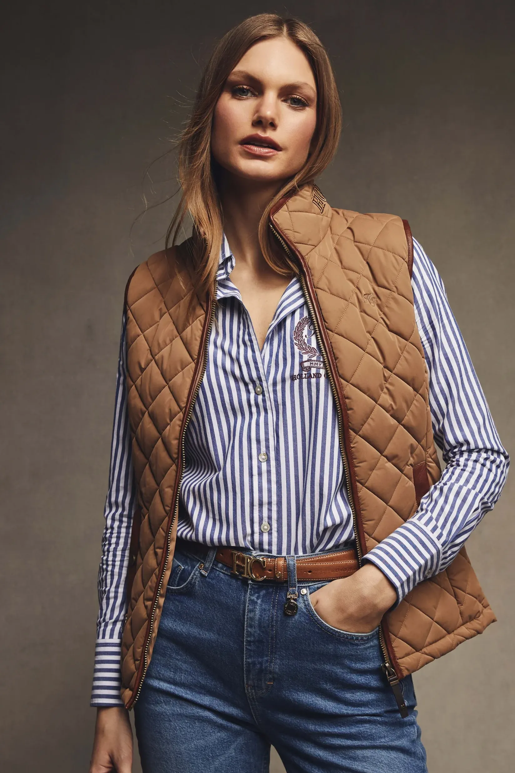 Holland Cooper Bestsellers|Gilets-Country Quilted Gilet Coffee