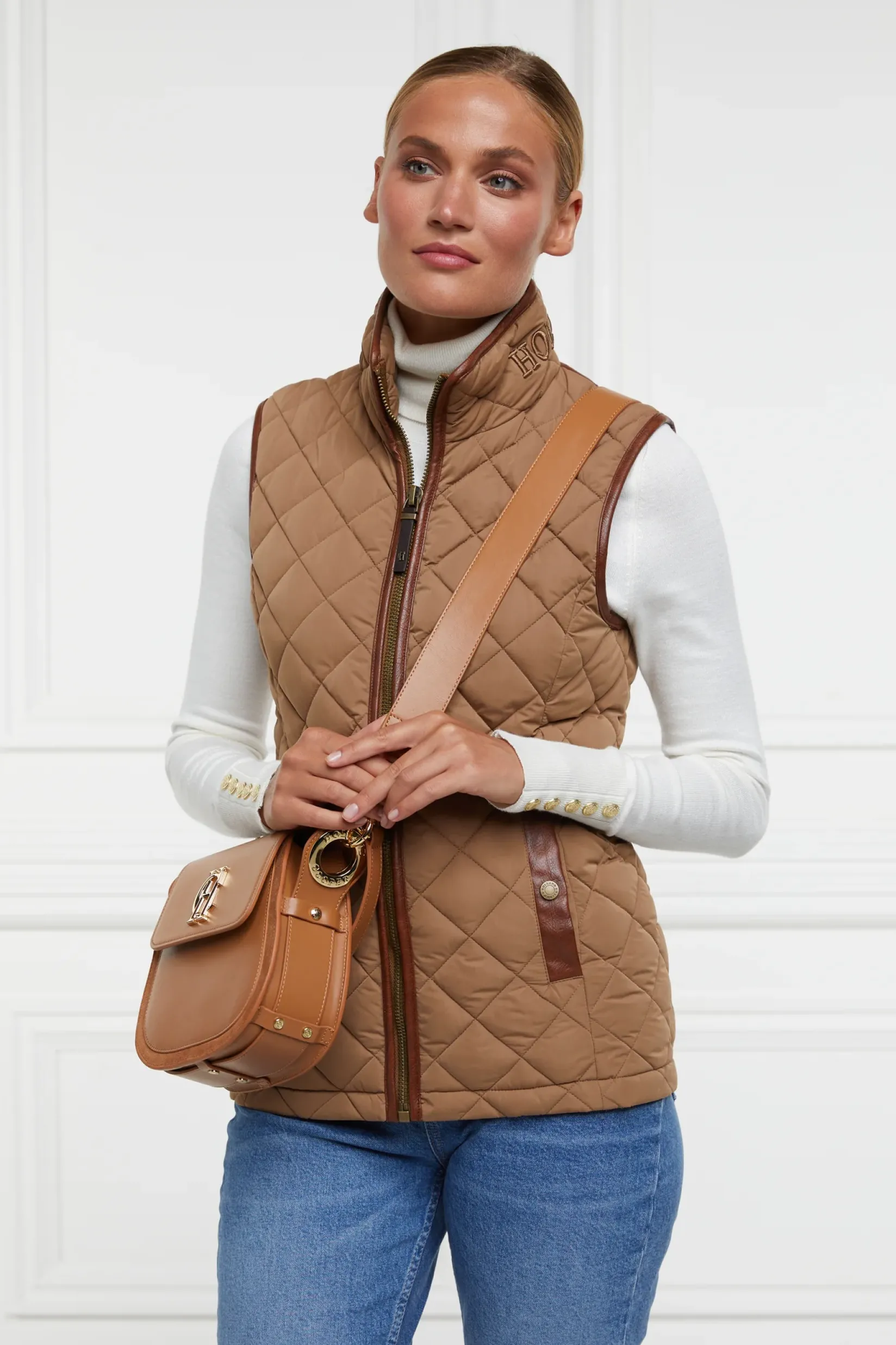 Holland Cooper Bestsellers|Gilets-Country Quilted Gilet Coffee