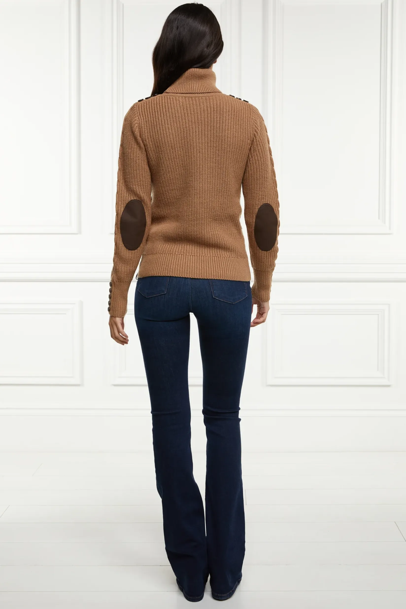 Holland Cooper Knitwear-Country Roll Neck Knit Caramel